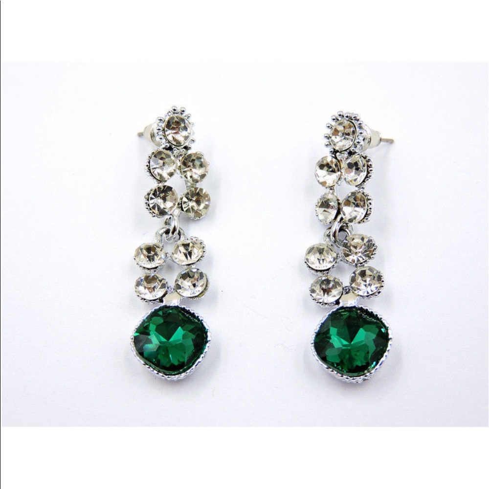Betsey Johnson Vintage Green Crystal Earrings
